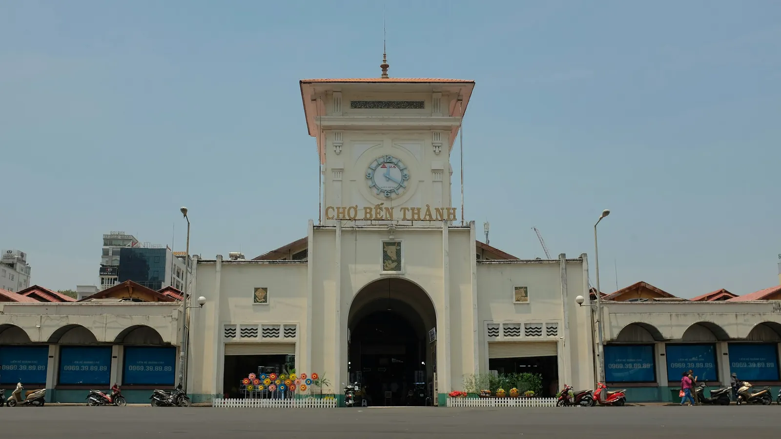 Main gate and clock tower of Ben Thanh Market in central Ho Chi Minh City