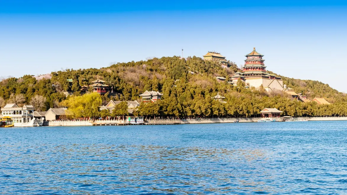 Longevity Hill and the Tower of Buddhist Incense rising above Kunming Lake at the Summer Palace