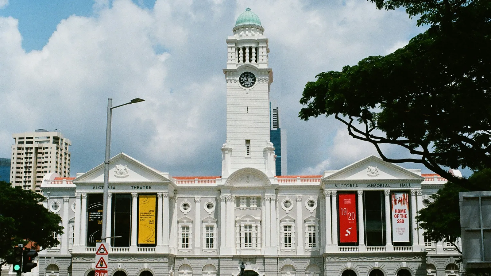 Victoria Theatre and Concert Hall with its clock tower at Empress Place, Singapore
